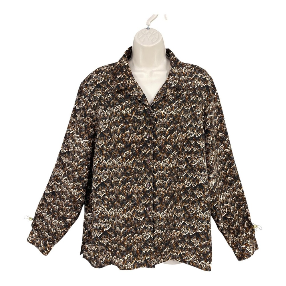 Vintage Avant Garde Shirt Women Size XL Ditzy Disco Full Button Long Sleeve Retr